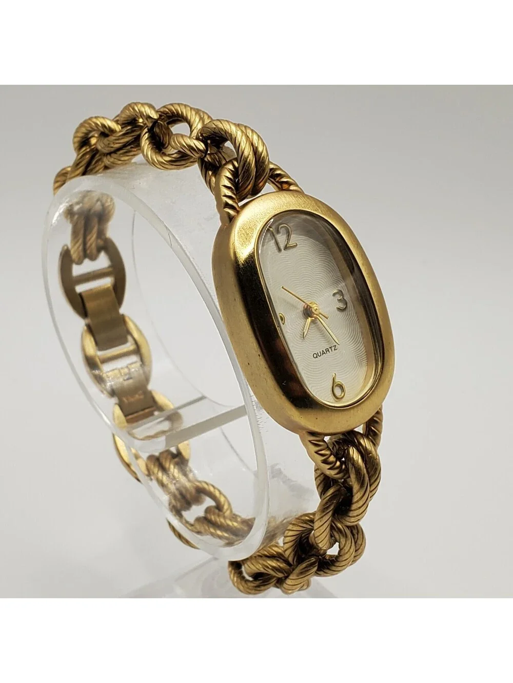 Quartz Chain Link Style Band Womens Watch  Gold Tone 19mm New Battery